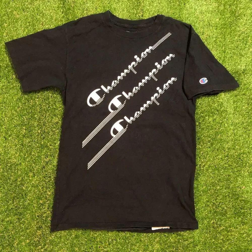 Champion Logo Graphic Tee with Sleeve Embroidery - Picture 1 of 4
